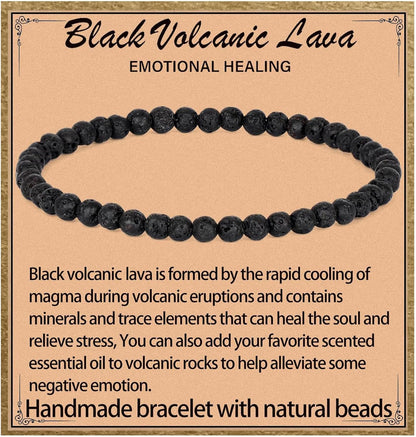 LPBeads Handmade Natural Gemstone Stretch Elastic Bracelet Healing Crystal Round Stone Beads Jewelry Gifts for Women Men