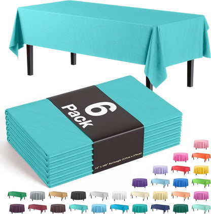 Exquisite Party Solids 6-Pack Premium Plastic Tablecloth 54in. x 108in. Rectangle Plastic Table Cover - Navy