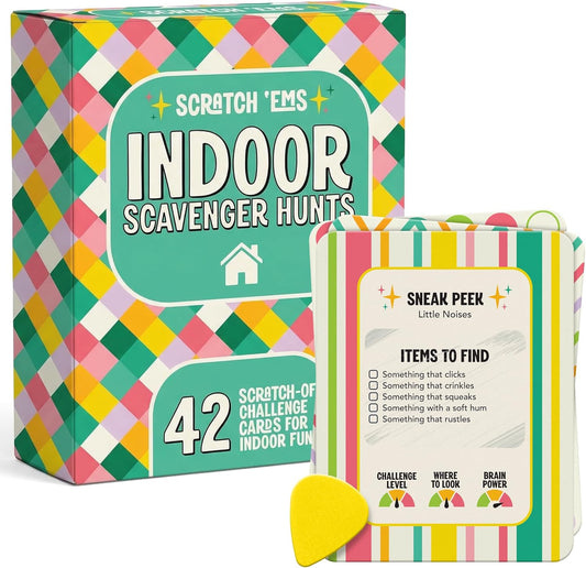 Scratch 'Ems Scavenger Hunts | 42 Scratch Off Adventure Cards - Outdoor Scavenger Hunt for Kids & Families | All Season, Reusable Scratch-Off Cards for Screen-Free Fun, Nature Activity & Camping