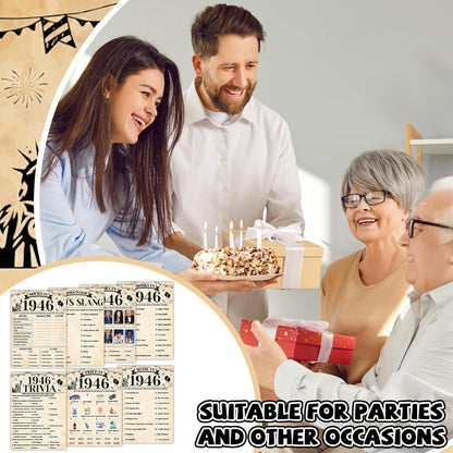 70Pcs 70th Birthday Party Games Born In 1956 Fun 1956 Trivia Music Slang Books Game Double-Sided Game Cards Vintage 70th Birthday Party Supplies for 70 Year Old Activity Anniversary Class Reunion