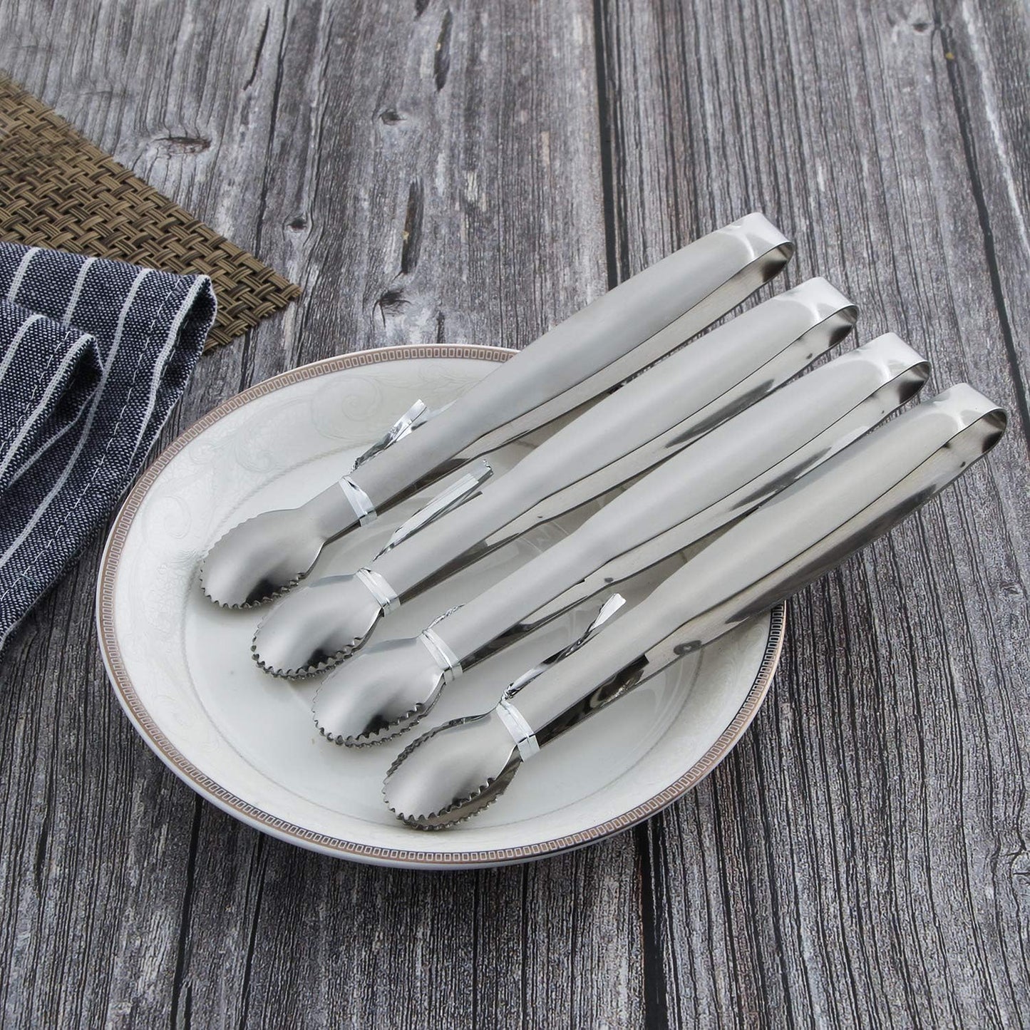MSY BIGSUNNY Durable Stainless Steel Ice Tongs, 7 inch Sugar Cube Serving Tongs, Set of 2