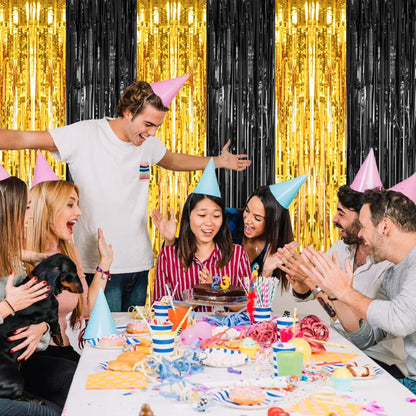 2 Pack 3.2ft x 8.2ft Silver Metallic Tinsel Foil Fringe Curtains, Door Streamer Photo Booth Backdrop for Birthday Graduation Engagement Bridal Shower Bachelorette Baby Shower Party Decorations