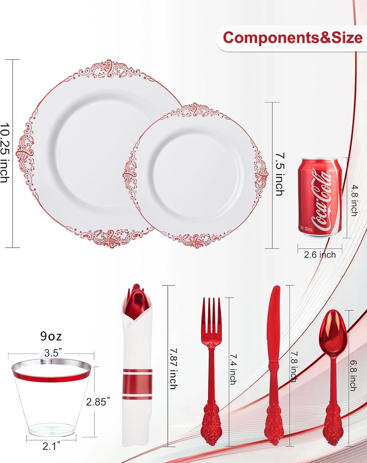 Nervure 350PCS Gold Plastic Plates - Gold Plastic Dinnerware Sets for 50 Guests - 100 Disposable Plates, 150 Silverware, 50 Cups, 50 Napkins for Wedding & Party & Mothers Day