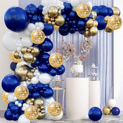Zesliwy Navy Blue Silver Balloons Garland Kit, Navy Blue White Silver Confetti Balloons Arch Kit for Birthday Party Bridal Shower Wedding Graduation Class of 2025 Prom Decorations……