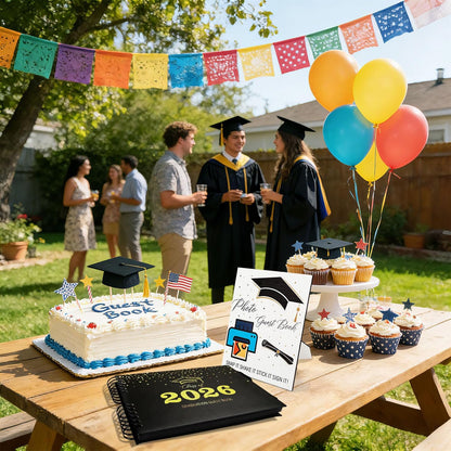 2026 Graduation Guest Book with Photo Guest Book Sign, 80 Pages Graduation Signature Book with DIY Kit, Memory Scrapbook Photo Album for Grad Party (Class of 2026,Black, Gold)