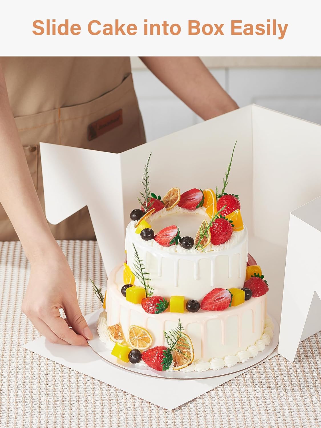 Kootek 10 Sets Cake Boxes with Cake Boards, 10x10x8 Inch White Tall Cardboard Containers for Multi-Layer Desserts, Perfect for Decorating, Mother's Day & Bakery Use