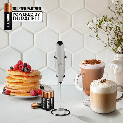 Zulay Kitchen Powerful Milk Frother Wand With Duracell Batteries - Ultra Fast Handheld Drink Mixer - Electric Whisk Foam Maker for Coffee, Lattes, Cappuccino & Matcha - Z1 Motor - Black - Colors B