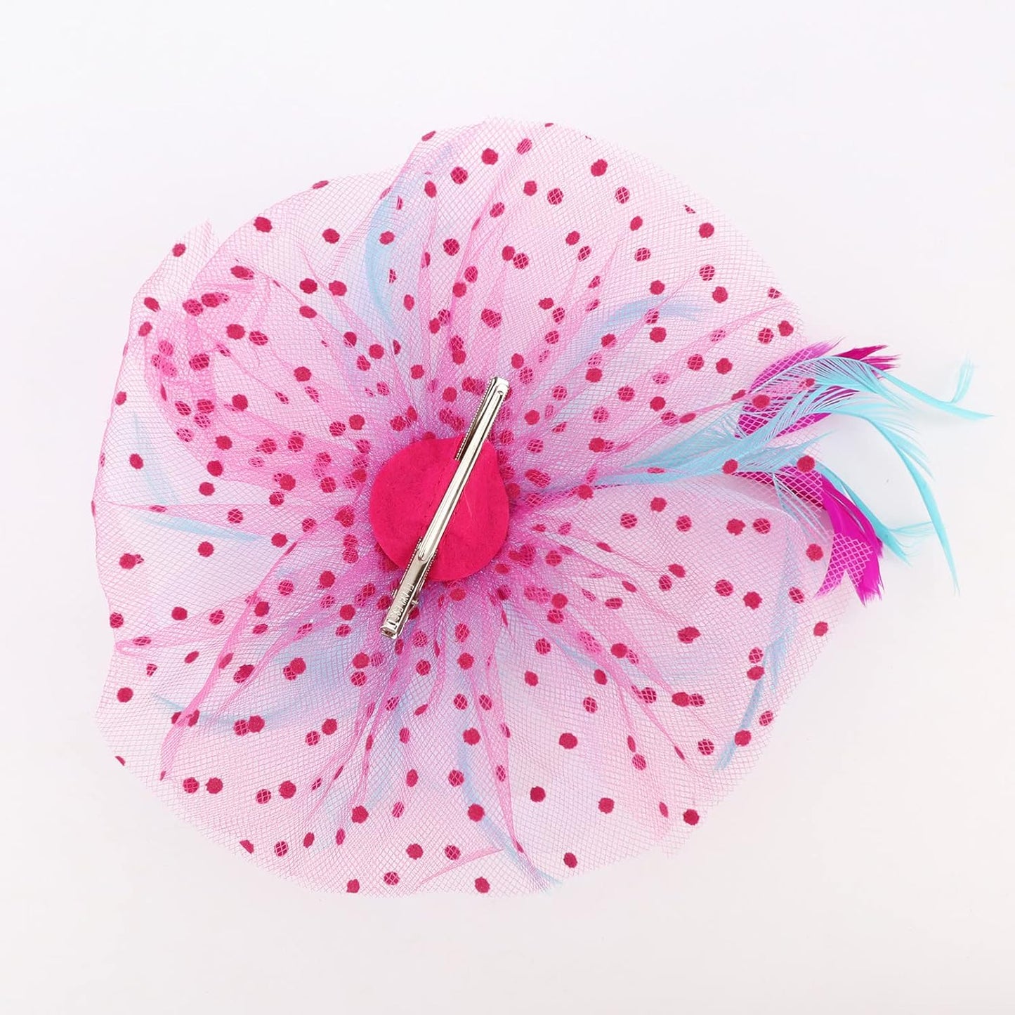 DRESHOW Fascinators Hat Flower Mesh Ribbons Feathers on a Headband and a Clip Tea Party Headwear for Girls and Women - Colors A