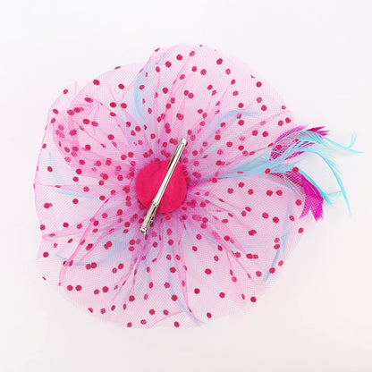 DRESHOW Fascinators Hat Flower Mesh Ribbons Feathers on a Headband and a Clip Tea Party Headwear for Girls and Women - Colors A