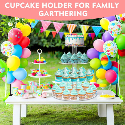 YestBuy Cupcake Stand, 6 Tier Large Cupcake Tower Display, Round Cupcake Holder, Acrylic Dessert Stand, Pastry Display Tree for Party, Wedding, Baby Shower