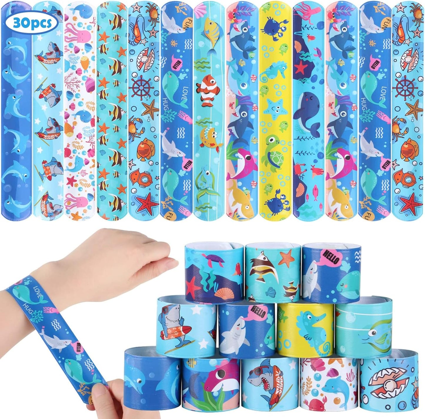 Viicoor Slap Bracelets for Kids 30PCS Animals Slap Bands Party Gadget Fillers Favors