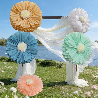 Chunful 5 Pcs 30'' 24'' Gaint Pastel Tissue Paper Flowers Decoration Large Hanging Tissue Paper Pom Poms Decor for Pastel Birthday Bachelorette Wedding Baby Shower Bridal Shower Easter Party Decor