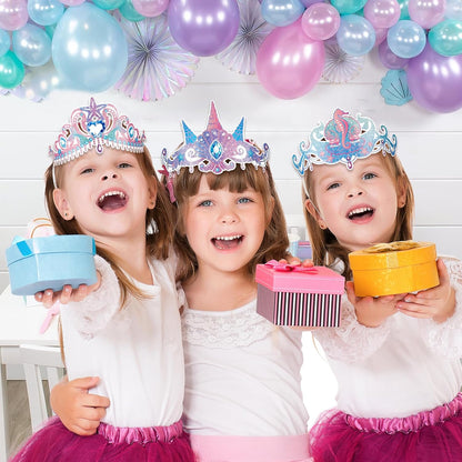 Konsait 12 Count Mermaid Party Hats, Paper Mermaid Headband Mermaid Crown for Girls, Mermaid Party Favors Under the Sea Party Supplies