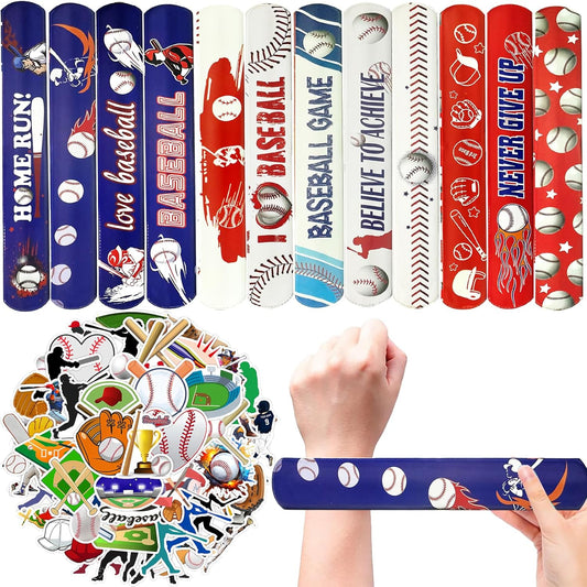 CZWXOXO 74Pcs Football Theme Party Favors Contain 24 Pcs Slap Bracelets 50Pcs Stickers, Sports Football Theme Birthday Party Decorations,Classroom Rewards Supplies.