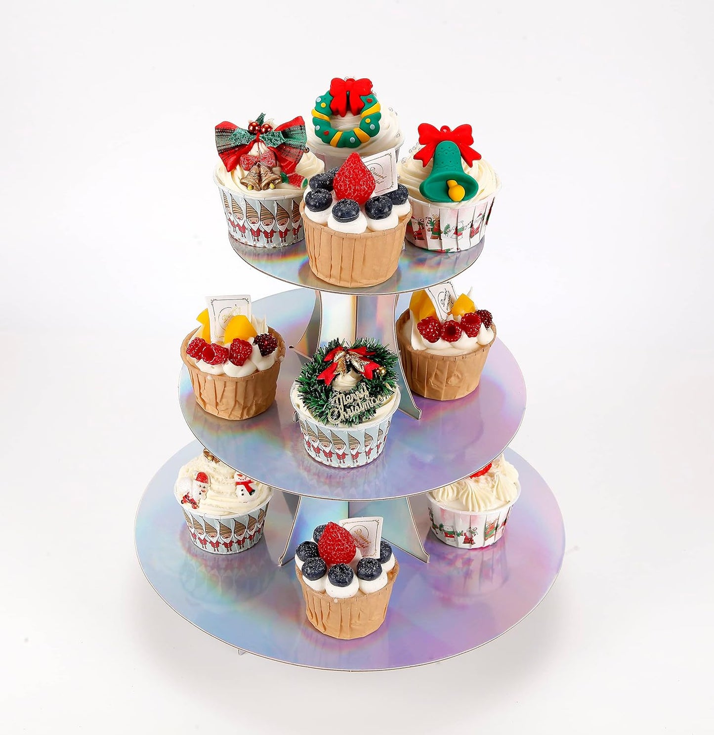 YLDW Cupcake Stand, 3-Tier Cupcake Stand Display, Cardboard Cup Cake Tower Stand, Disposable Dessert Stand for Birthday Tea Party Baby Shower Treat Decorations, Pink