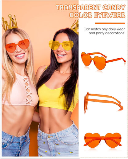 Frienda 20 Pairs Heart Shaped Sunglasses Rimless Candy Color Glasses for Women Men Party Favor