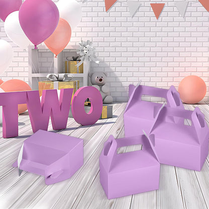 XAGLVV 24 Pack White Paper Gable Boxes,6.2 Inch Candy Boxes with Handle, Snack Party Favor& Gift Cookie bags for kids Birthday,Wedding, Baby Shower, Graduation.