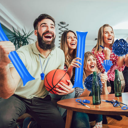 Yunsailing 96 Pcs Homecoming Noisemakers Team Spirit Accessories for Game Day Include Hand Clappers Cheerleading Pom Pom Thunder Stick Cheer Party Blower Plastic Whistle for Sport Fans(Gold)