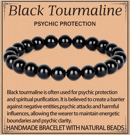 LPBeads Handmade Natural Gemstone Stretch Elastic Bracelet Healing Crystal Round Stone Beads Jewelry Gifts for Women Men