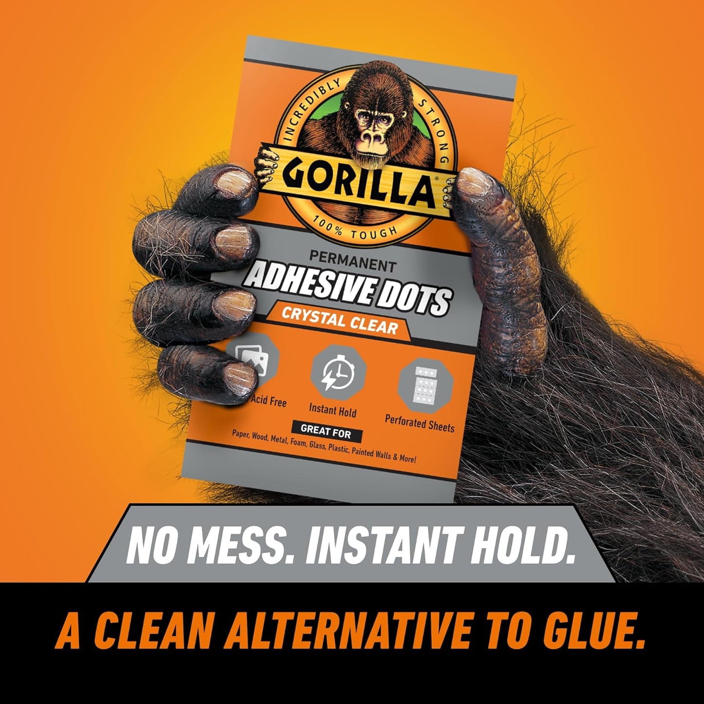 Gorilla Permanent Adhesive Dots, Double-Sided, Clear, 0.5" Diameter, 150 Pieces (Pack of 1) - No Mess, Photo Safe