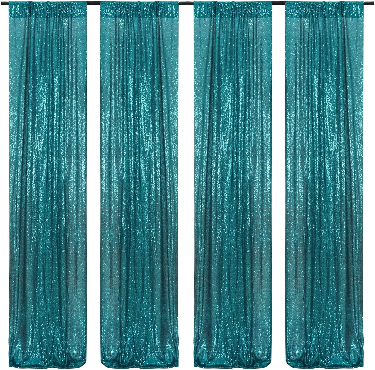 Poise3EHome Black Sequin Backdrop Curtains, 2 Panels 2FTx8FT Glitter Photo Booth Backdrop for Halloween Birthday Bachelorette Wednesday Twilight Party Decorations
