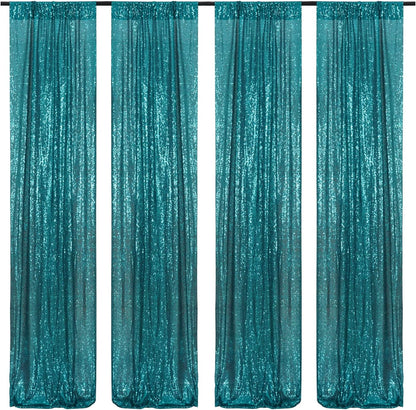 Poise3EHome Black Sequin Backdrop Curtains, 2 Panels 2FTx8FT Glitter Photo Booth Backdrop for Halloween Birthday Bachelorette Wednesday Twilight Party Decorations