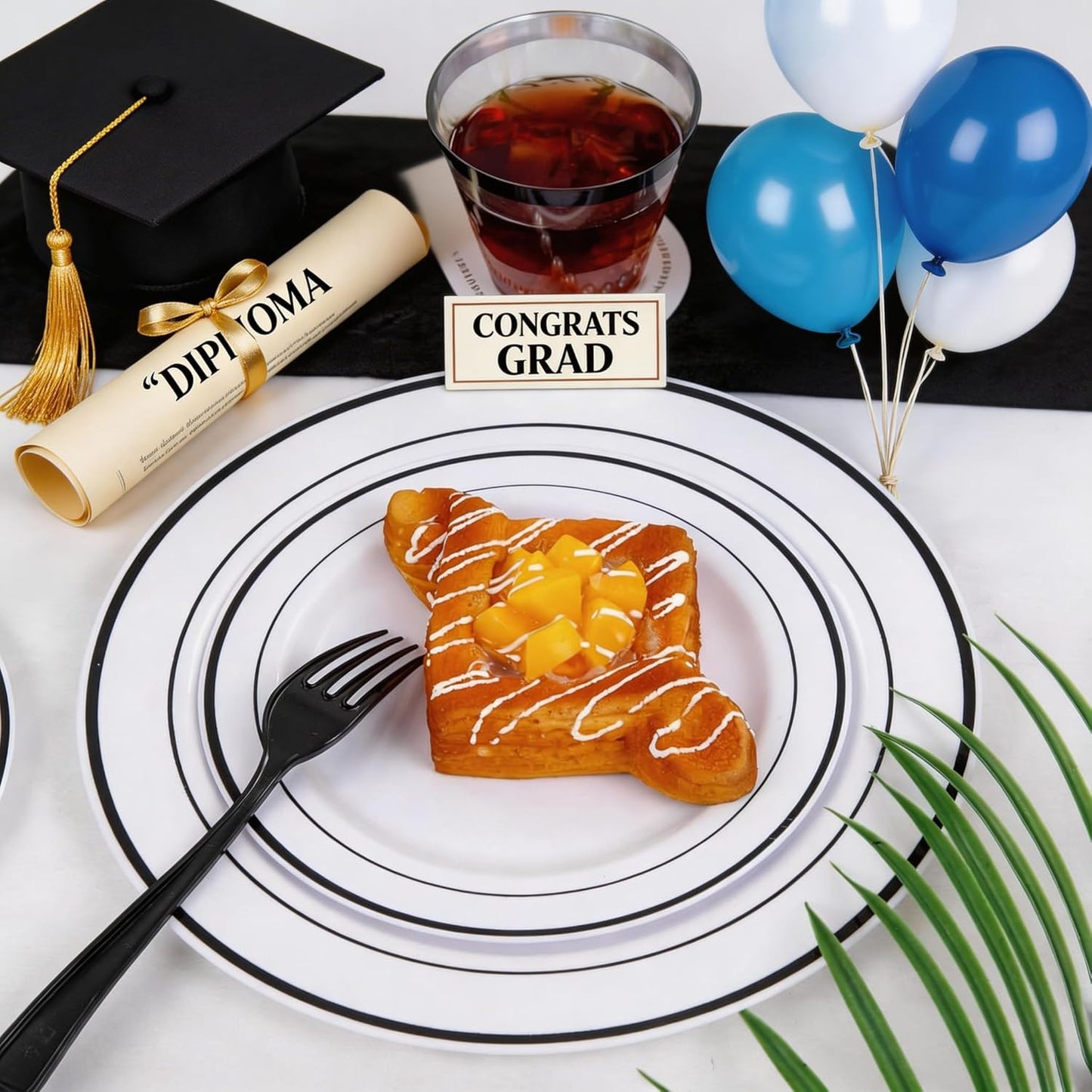 WELLIFE 350-Piece Gold Disposable Plates and Cutlery Set - Premium 10.25" Dinner Plates, 7.5" Dessert Plates, 9oz Cups & Cutlery for Weddings, Catering Events - 50 Guest Service - Elegant & Sturdy