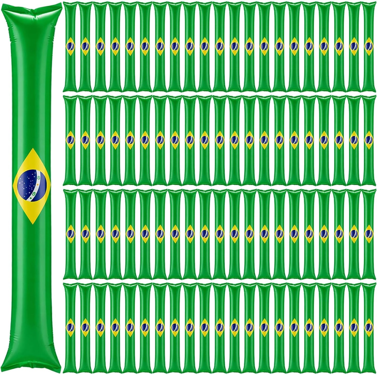 Foilswirl 100 Pcs Inflatable Cheer Sticks USA Flag Thunder Boom Sticks Patriotic Cheerleading Spirit Noise Makers for Soccer Games Sports Events 4th of July Parades Carnival Party Supplies