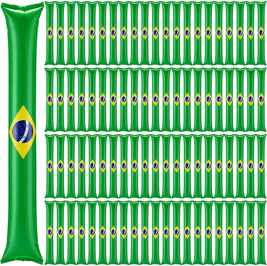 Foilswirl 100 Pcs Inflatable Cheer Sticks USA Flag Thunder Boom Sticks Patriotic Cheerleading Spirit Noise Makers for Soccer Games Sports Events 4th of July Parades Carnival Party Supplies