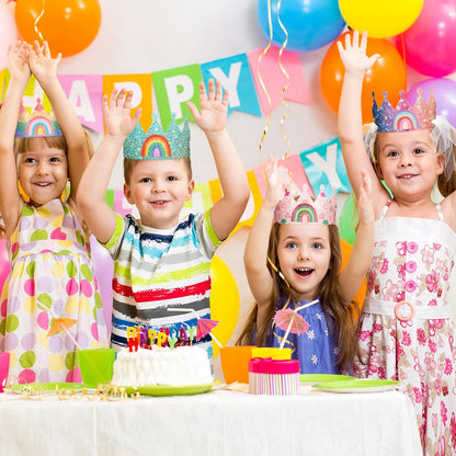 Kathfly Rainbow Birthday Party Hats Crown Headbands for Kids Birthday, Event, Rainbow Theme Party Supplies
