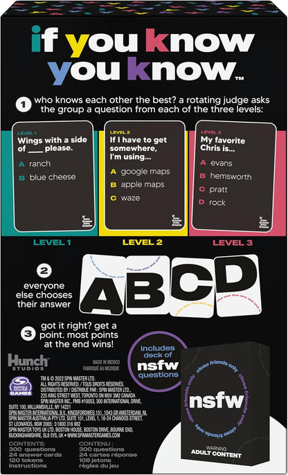 Spin Master Games, If You Know You Know IYKYK Card Game, Adult Party Game for Bachelorette Parties, College, Birthday, for Adults & Teens Ages 18+