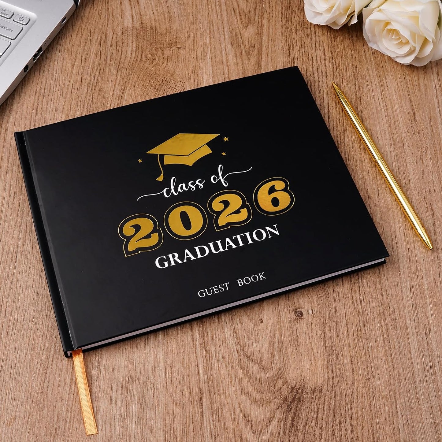 Graduation Guest Book, Class of 2026 Graduation Guest Book with Pen, Hardcover Guest Sign in Book, Memory Scrapbook, Graduation Decorations, Grad Party Supplies for High School，College (Blue)
