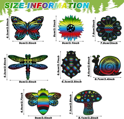 Eaasty 24 Pieces Animal Scratch Cards Butterfly Scratch Crafts Art Card Rainbow Spring Art Party Supplies for DIY Crafts Home Decoration Project, 8 Styles