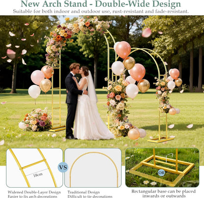 WellSign Wedding Arch Backdrop Stand 7.2FT, 6FT Set of 2, Gold Metal Balloon Arch kit Stand for Gender Reveal Ceremony Engagement Anniversary Bridal Valentine Party Event Decoration