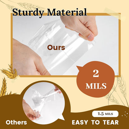 LOKQING Clear Cellophane Treat Bags 6 x 10 in, 100 Pack Mothers Day Gift Bags with Twist Ties, Bags for Cookies, Candy, Party Favors, Bakery Packaging and Small Gifts