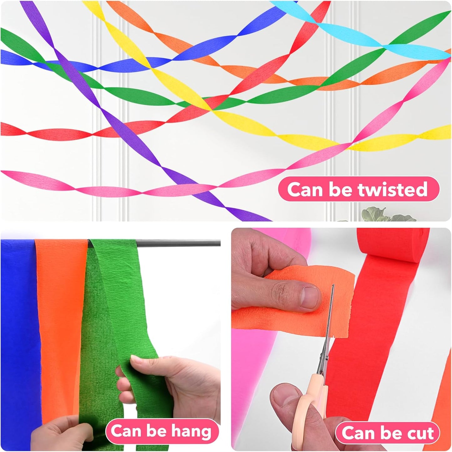 Oubest Crepe Paper Streamers 2.2 Inch x 656 Feet Ideal Party Supplies & Decorations for Birthdays Baby Showers Bachelorettes Weddings DIY, 8 Rolls Pastel Streamers Backdrops, Doorway & Wall Decor