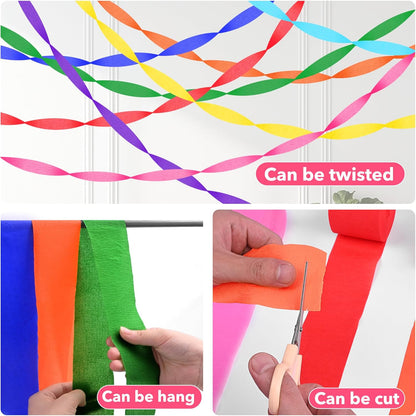 Oubest Crepe Paper Streamers 2.2 Inch x 656 Feet Ideal Party Supplies & Decorations for Birthdays Baby Showers Bachelorettes Weddings DIY, 8 Rolls Pastel Streamers Backdrops, Doorway & Wall Decor