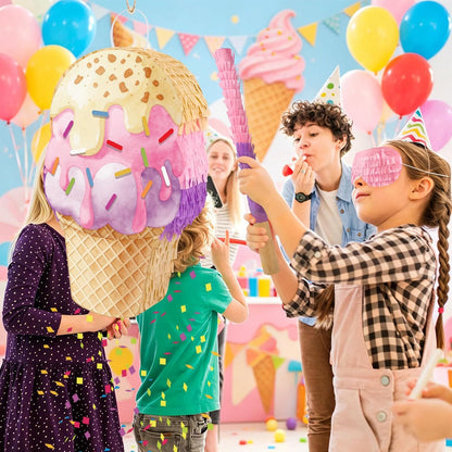 Hooqict Mexican Pinata with Blindfold and Bat Stick Party Pinata for Fiesta Carnival Cinco de Mayo Decorations Kids Adults Mexican Party Games Birthday Party Supplies