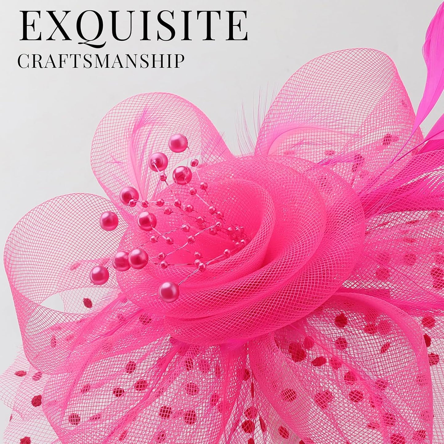 DRESHOW Fascinators Hat Flower Mesh Ribbons Feathers on a Headband and a Clip Tea Party Headwear for Girls and Women - Colors B