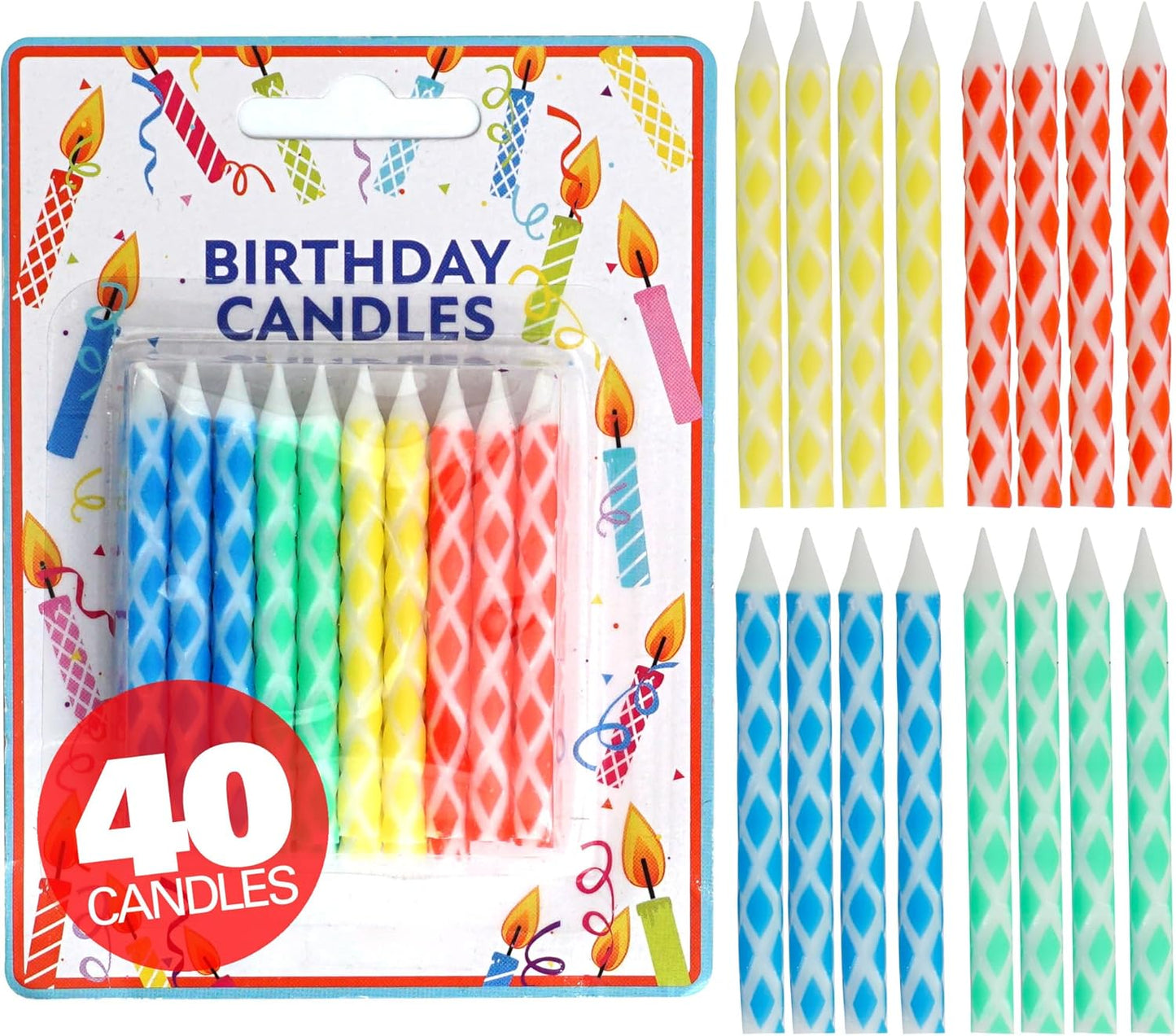 72-Count Birthday Candles Multicolored Spiral, Birthday Candles for Cake, Cupcake Candles, Party Celebration