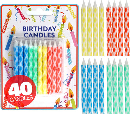 72-Count Birthday Candles Multicolored Spiral, Birthday Candles for Cake, Cupcake Candles, Party Celebration