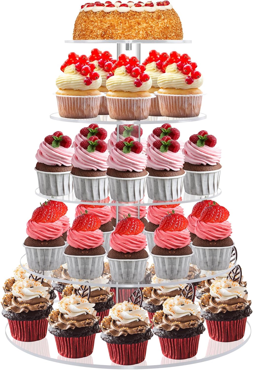 Acrylic Cupcake Tower, 7-Tier Round Cake Stand for 100 Cupcakes, Dessert Display for Parties & Weddings