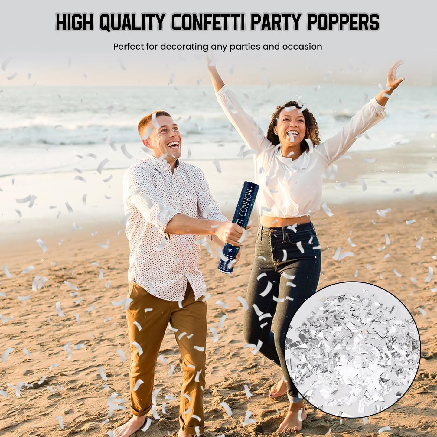 Confetti Cannon Gold Party Poppers 12 Pack Party Cannon Confetti Shooters for Celebrations Wedding Birthday Graduation Golden Foil 12 inch Confetti Poppers for Christmas New Year Eve Parties Supply