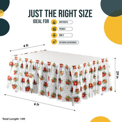 Exquisite Ruffle Table Skirt Black 6 Pack 14 Ft Long Table Skirts for Rectangle Tables 6ft Plus or Round Tables Skirts with Adhesive Strip for Gender Reveal Decor & Happy Birthday Parties