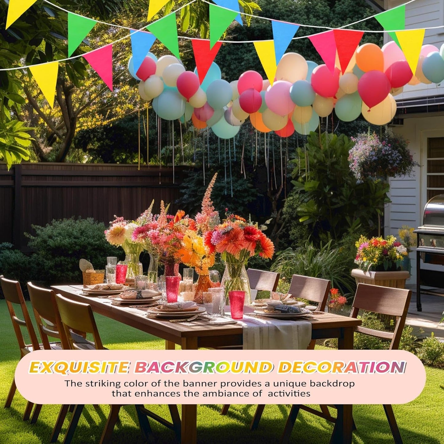 Hahafelt 100 Feet Pennant Banners Flags 75 Solid String Triangle Flags for Grand Opening, Carnival Theme Birthday Party Decoration Outdoor Events Classroom Decoration(Pink)