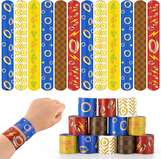 36 PCS Anime Hedgehog Themed Slap Bracelets for Kids Cartoon Animation Colorful Slap Wristbands Bulk for Children Birthday Party Favors Classroom Prizes Exchanging Gifts Parties Decorations Supplies
