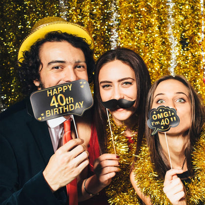 40th Birthday Photo Booth Props, LMSHOWOWO Inflatable Photo Booth Frame, Giant Black Gold Inflatable Selfie Frame, Birthday Party Photo Props, for Women Men Birthday Party Decorations, Random Style