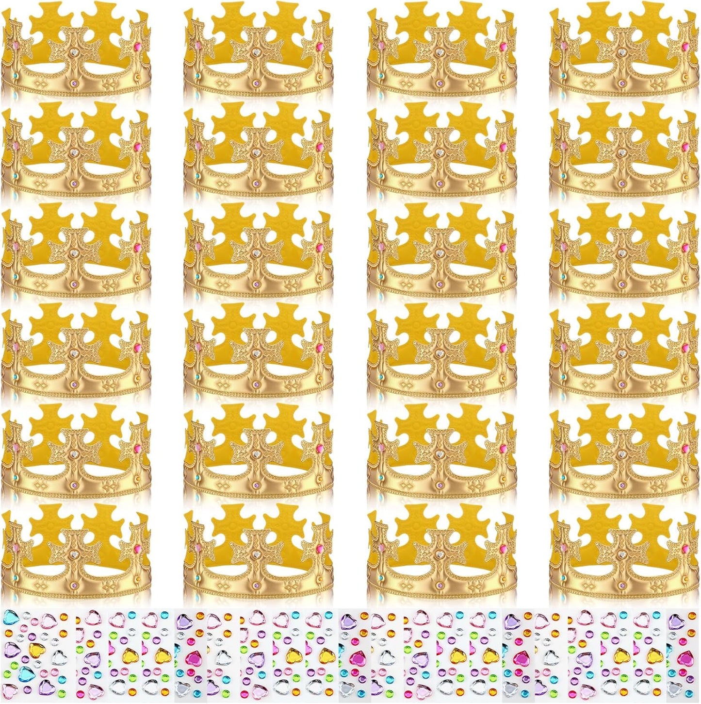 Yaomiao 44 Pcs Birthday Foam Crowns for Kids Princess Tiaras King Hat Bulk Diamond Sticker Kits for Crown Party Supplies