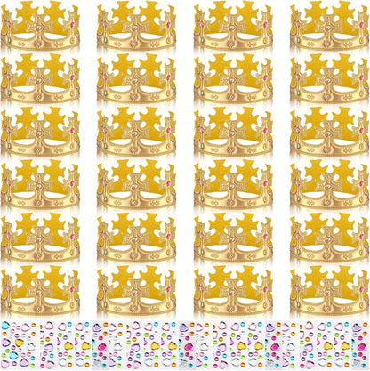 Yaomiao 44 Pcs Birthday Foam Crowns for Kids Princess Tiaras King Hat Bulk Diamond Sticker Kits for Crown Party Supplies
