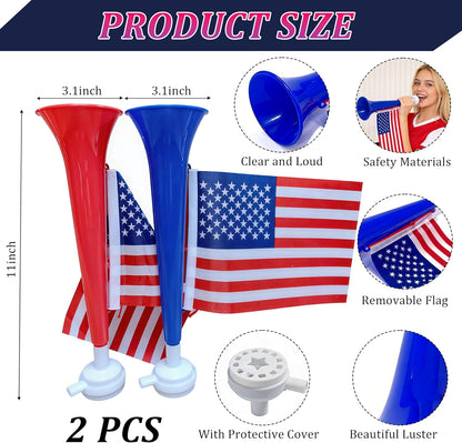 2Pcs Stadium Horns - Loud Sturdy Plastic Trumpets for Sports Events, Parties and Celebrations | Vuvuzela-Style Noise Makers for Crowd Cheering, Graduation, Parades, Birthday Parties